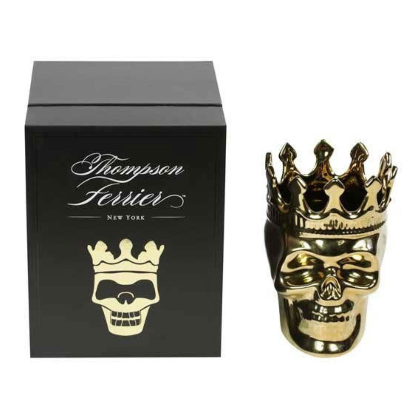 Gold Bonaparte Skull Candle, 23.3 oz. - Wood Charnel Scent