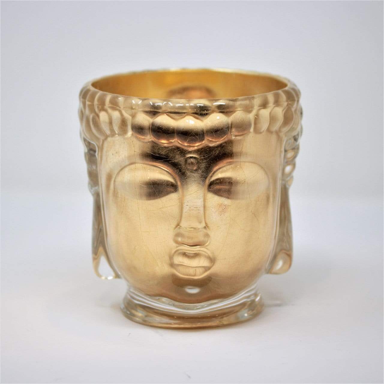 Croesus Clear Glass Buddha, 24K Gold, 3 Wick Scented Candle, 40 oz