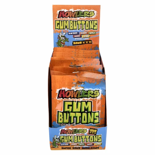 Albert's Howlers Sour Gum Buttons 1.66 Ounce Bag - 12 Count Display Box
