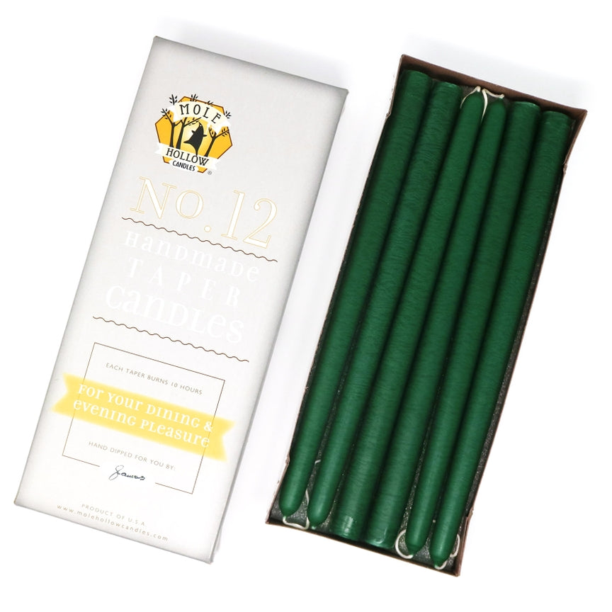 Mole Hollow Candles, 12" Unscented Taper Candle, Set of 12 - Choose from 39 Colors!