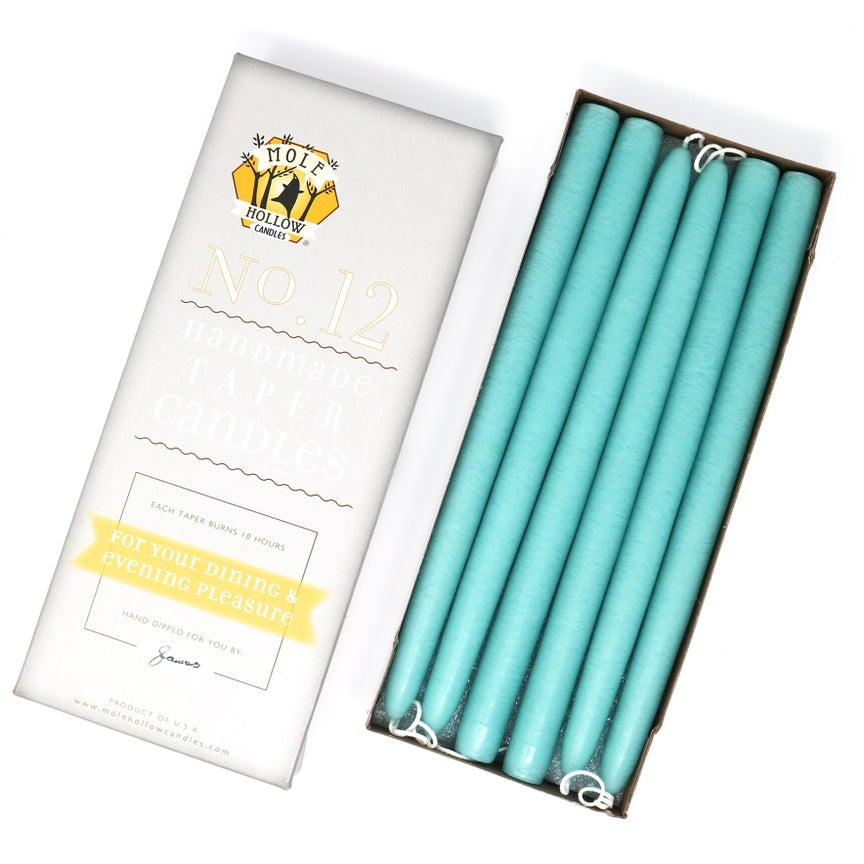 Mole Hollow Candles, 12" Unscented Taper Candle, Set of 12 - Choose from 39 Colors!