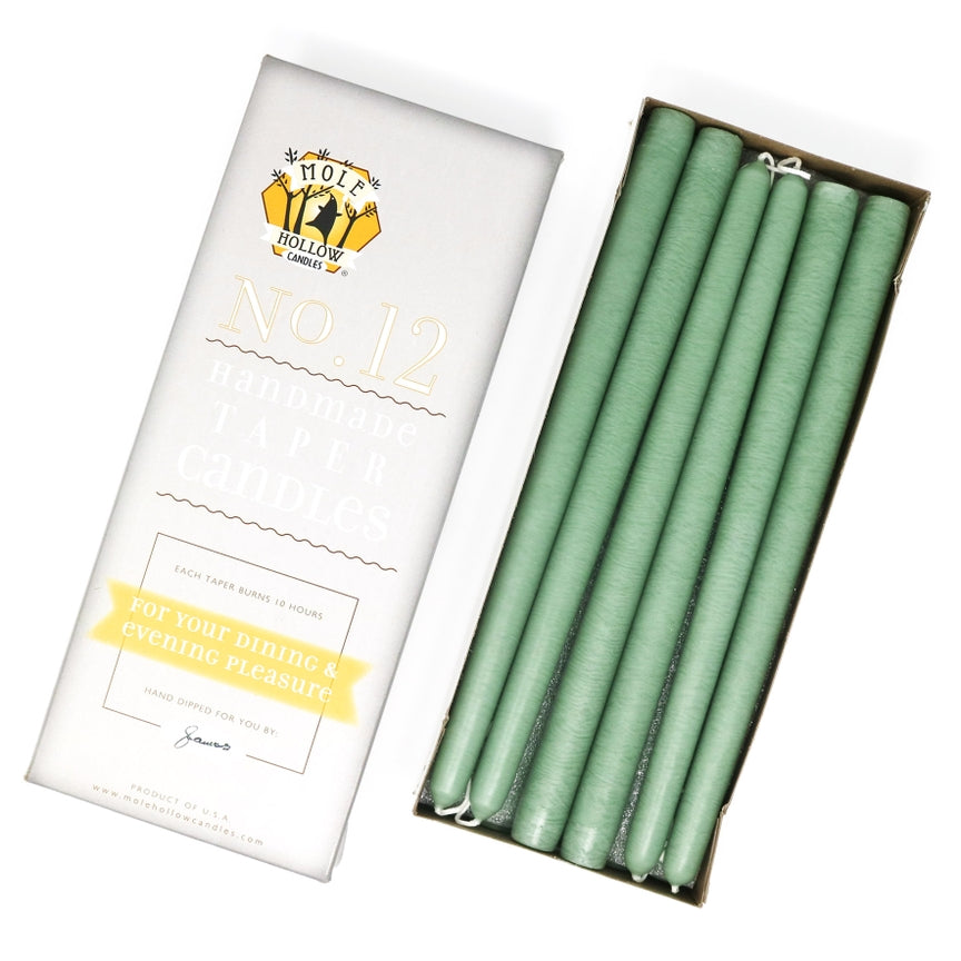 Mole Hollow Candles, 12" Unscented Taper Candle, Set of 12 - Choose from 39 Colors!
