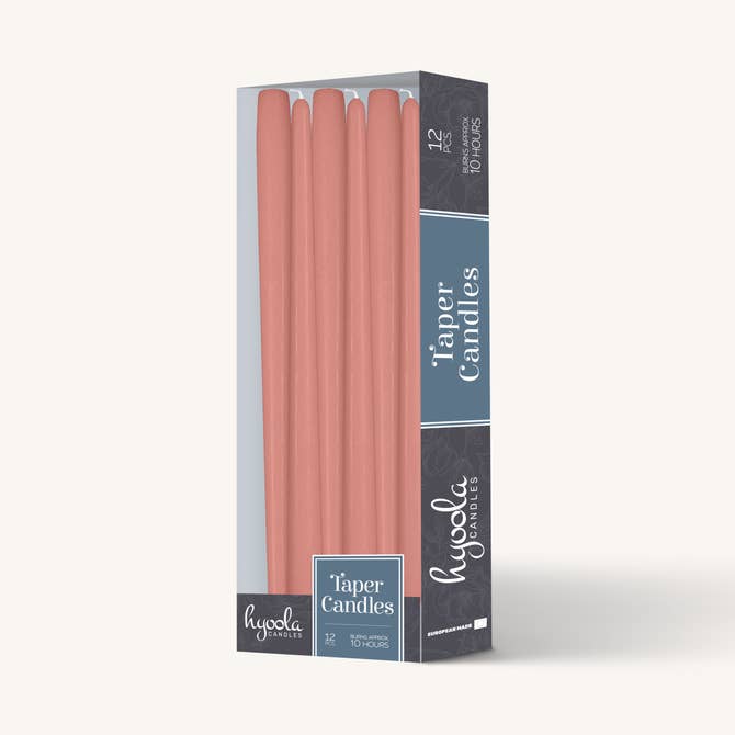 Rose Pink Taper Candles - 10 Inch - 12 Pack