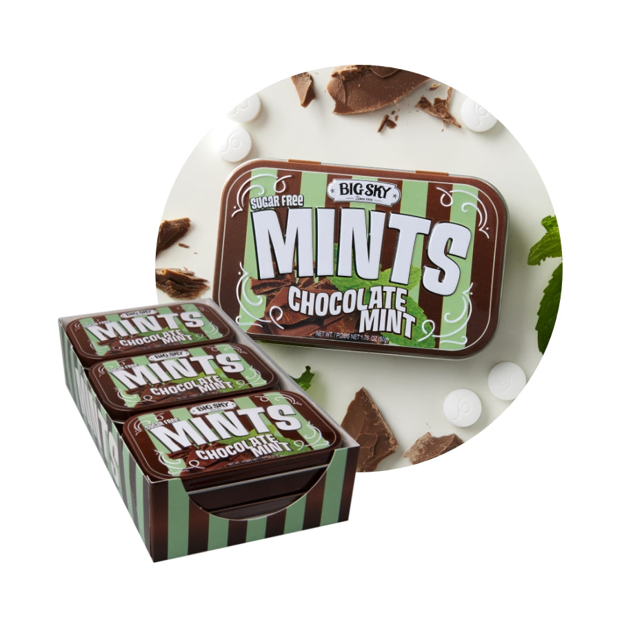 Big Sky Sugar Free Mint Candy, 1.76 Ounce (50g) Tin - 6 Count Display Tray