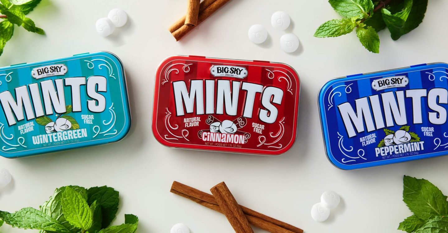 Big Sky Sugar Free Mint Candy, 1.76 Ounce (50g) Tin - 6 Count Display Tray
