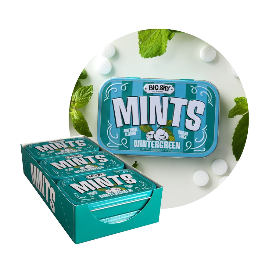 Big Sky Sugar Free Mint Candy, 1.76 Ounce (50g) Tin - 6 Count Display Tray