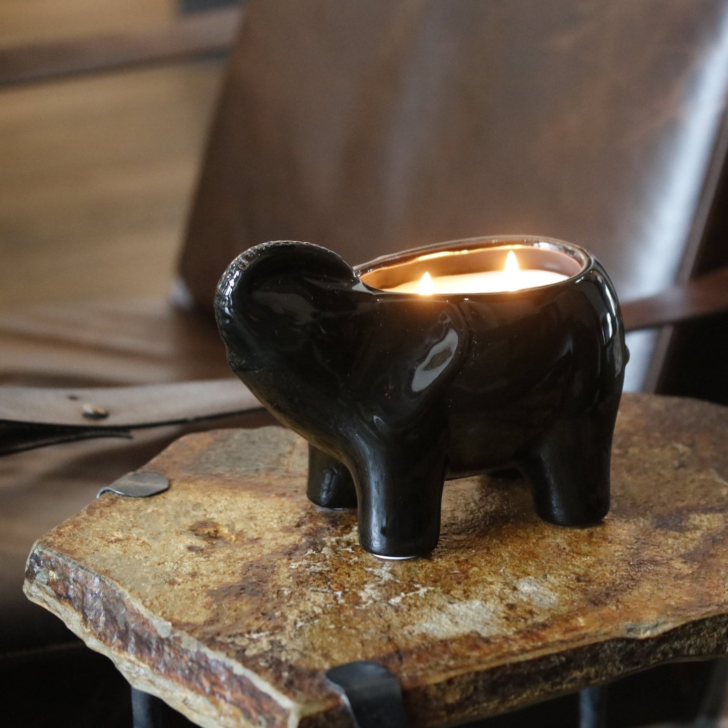Black Elephant Double Wick Candle, Ash Ember Rose Fragrance, 28 oz
