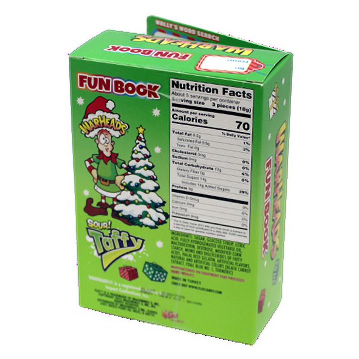 WarHeads Sour Taffy Christmas Holiday Fun Book, 3.38 Ounce