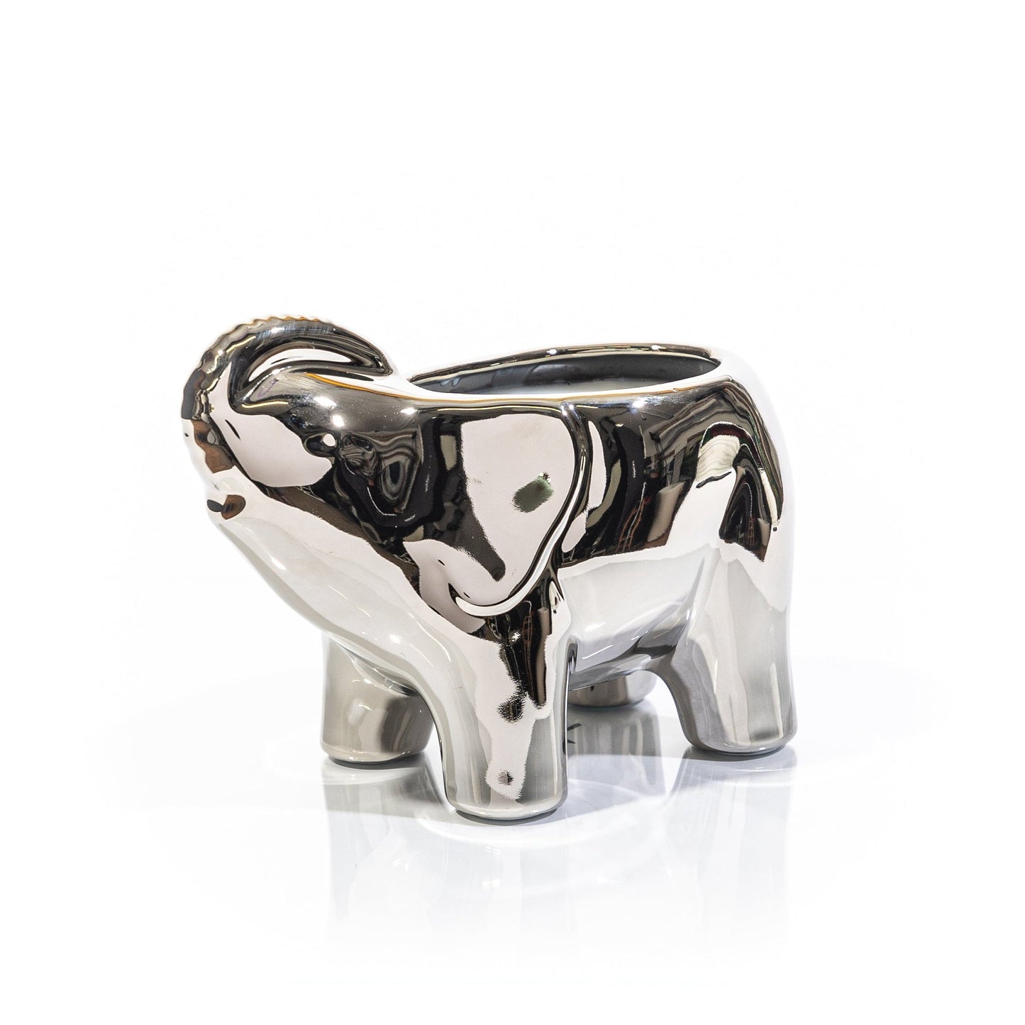Metallic Silver Elephant Double Wick Candle, Midnight Orchid Fragrance, 28 oz