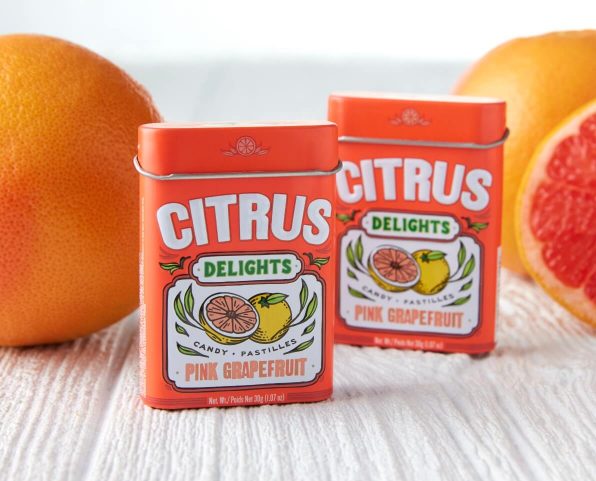 Citrus Delights Candy, 1.07 Ounce (30g) Tin - 12 Count Display Box
