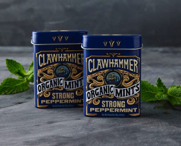 Clawhammer Organic Mints Candy, 1.07 Ounce (30g) Tins - 12 Count Display Box