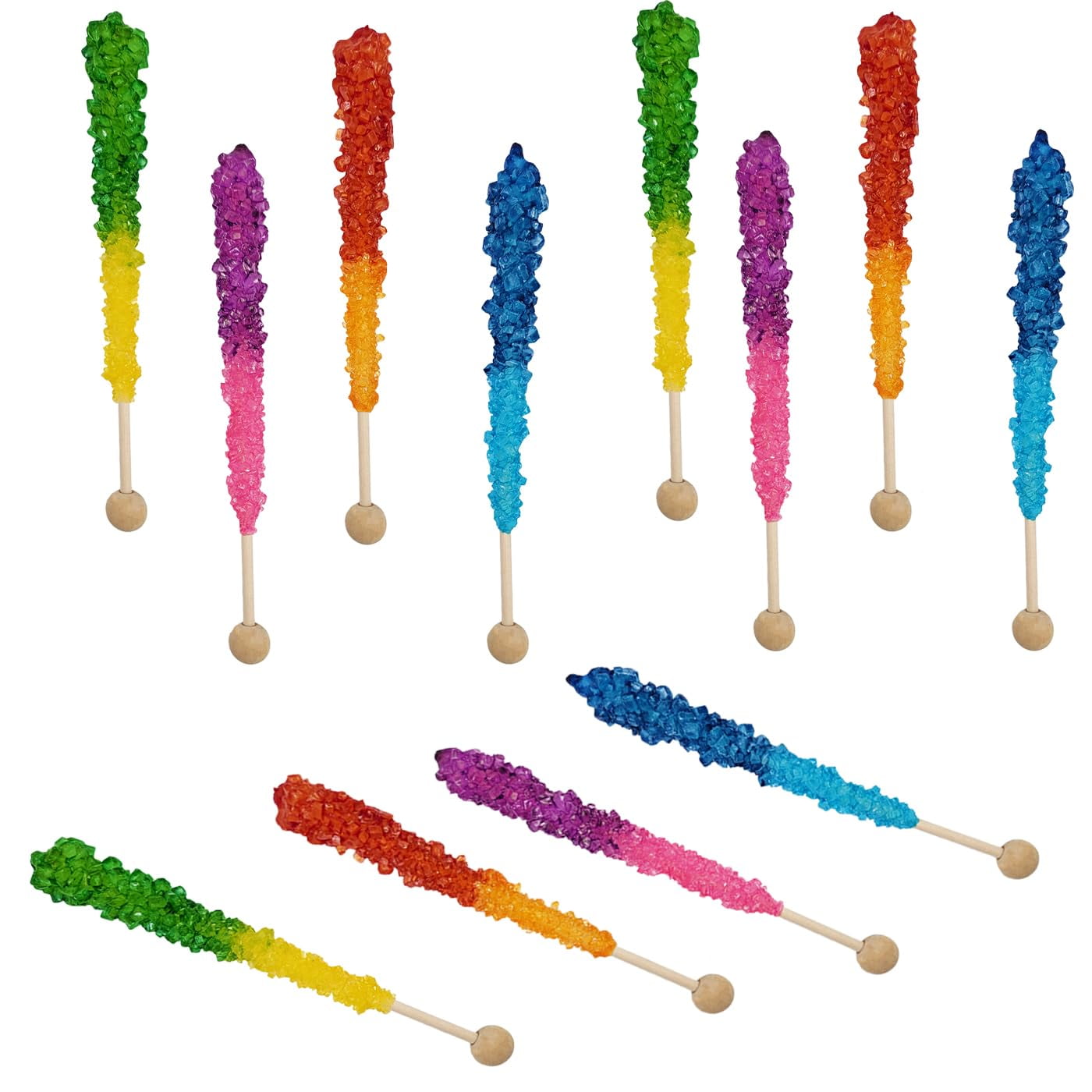 Rocksicles, Rainbow Colored Rock Crystal Candy Sticks, 0.6 Ounce Each Stick
