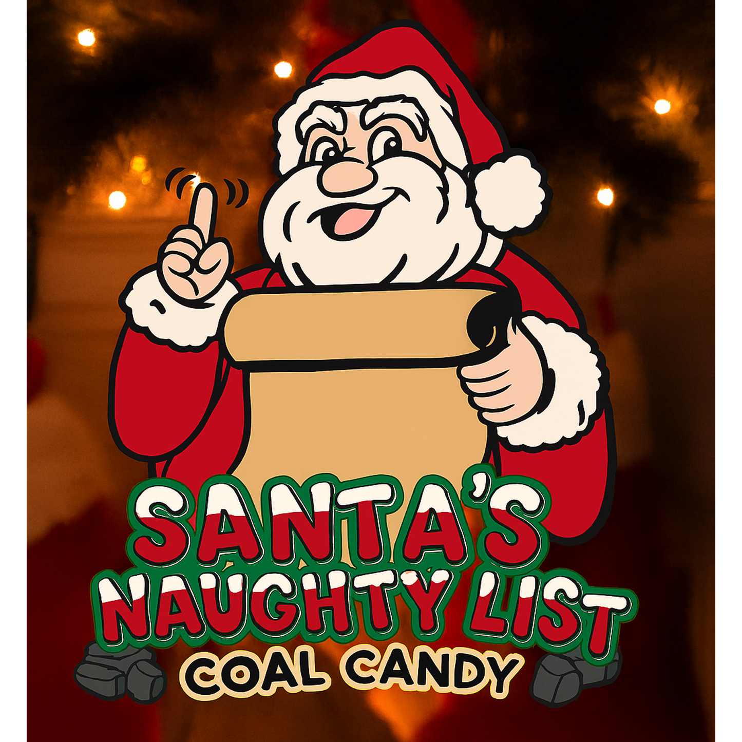 Santa's Naughty List Coal Rock Candy Sticks, Black, 3 Count Bag, 2.4 oz