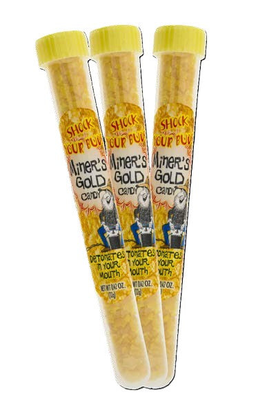 Miner’s Gold Candy, Pineapple - Orange Flavor Tubes - 24-Count Display Box