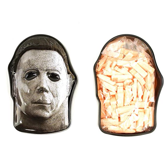 Halloween II Mask tin, Slashers Sours Orange Candy - 12 Count Display Box