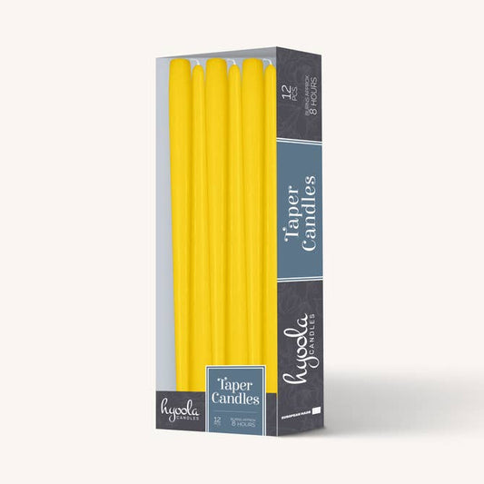 Yellow Taper Candles - 10 Inch - 12 Pack