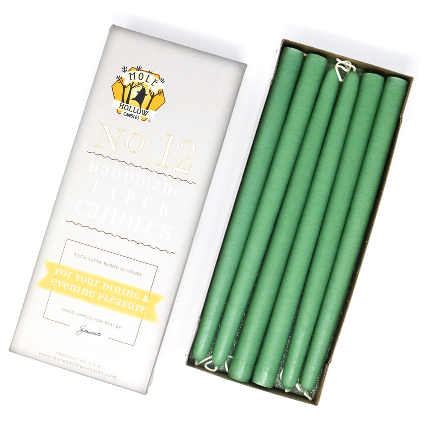 Mole Hollow Candles, 12" Unscented Taper Candle, Set of 12 - Choose from 39 Colors!