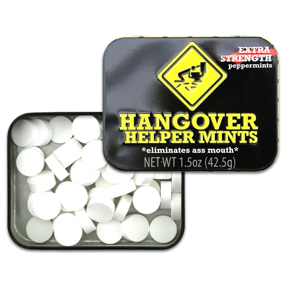 Hangover Helper Mints Extra Strong Peppermints, 1.5 Ounce Tin - 18 Count Display Box