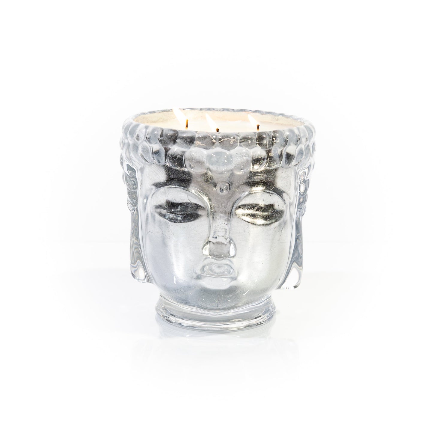 Supernova Pure Silver Glass Buddha, 24K Gold, 3 Wick Scented Candle, 40 oz