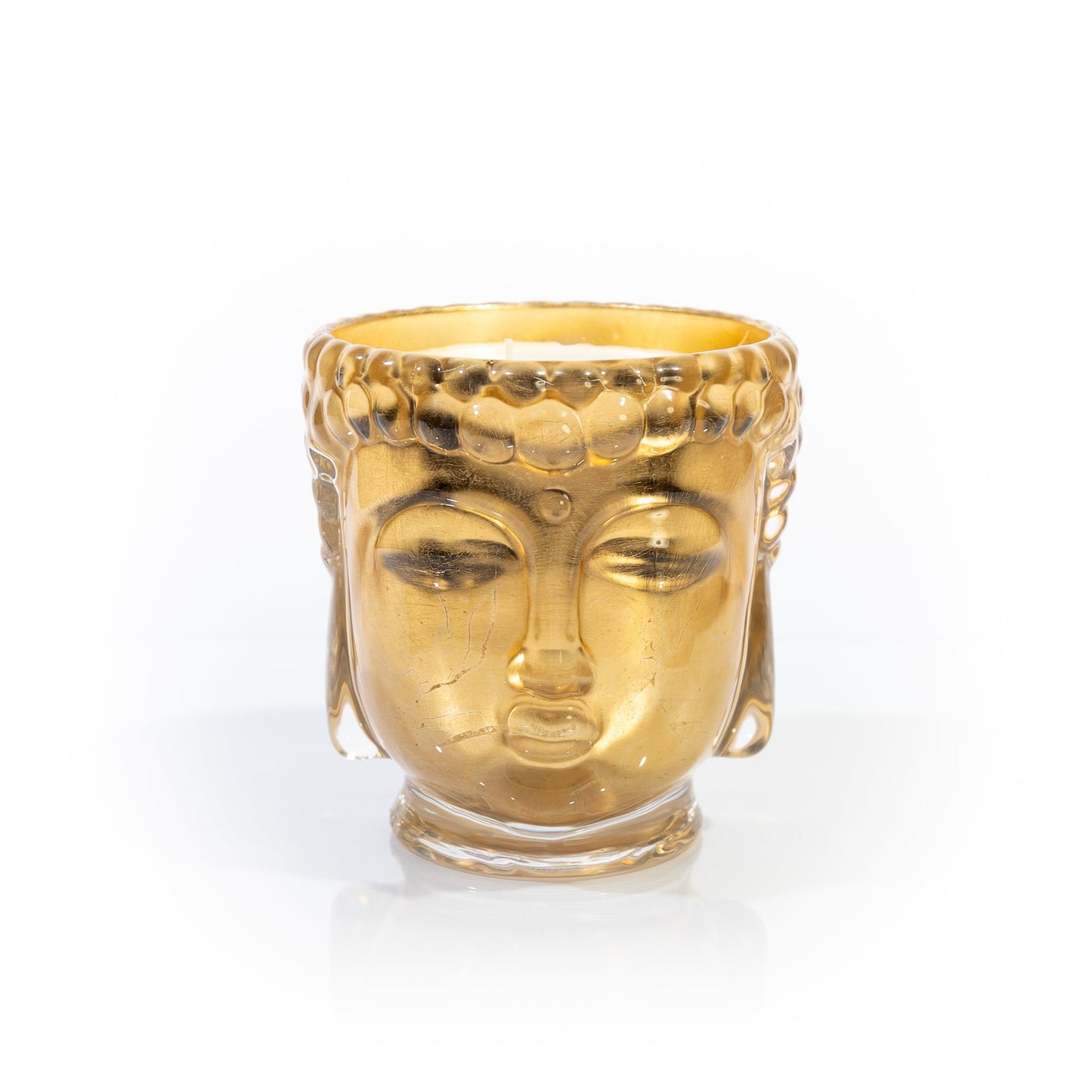 Croesus Clear Glass Buddha, 24K Gold, 3 Wick Scented Candle, 40 oz