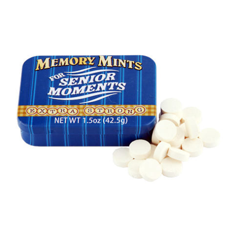Memory Mints, Sugar Candy for Senior Moments, 1.5 Ounce Tin - 18 Count Display Box