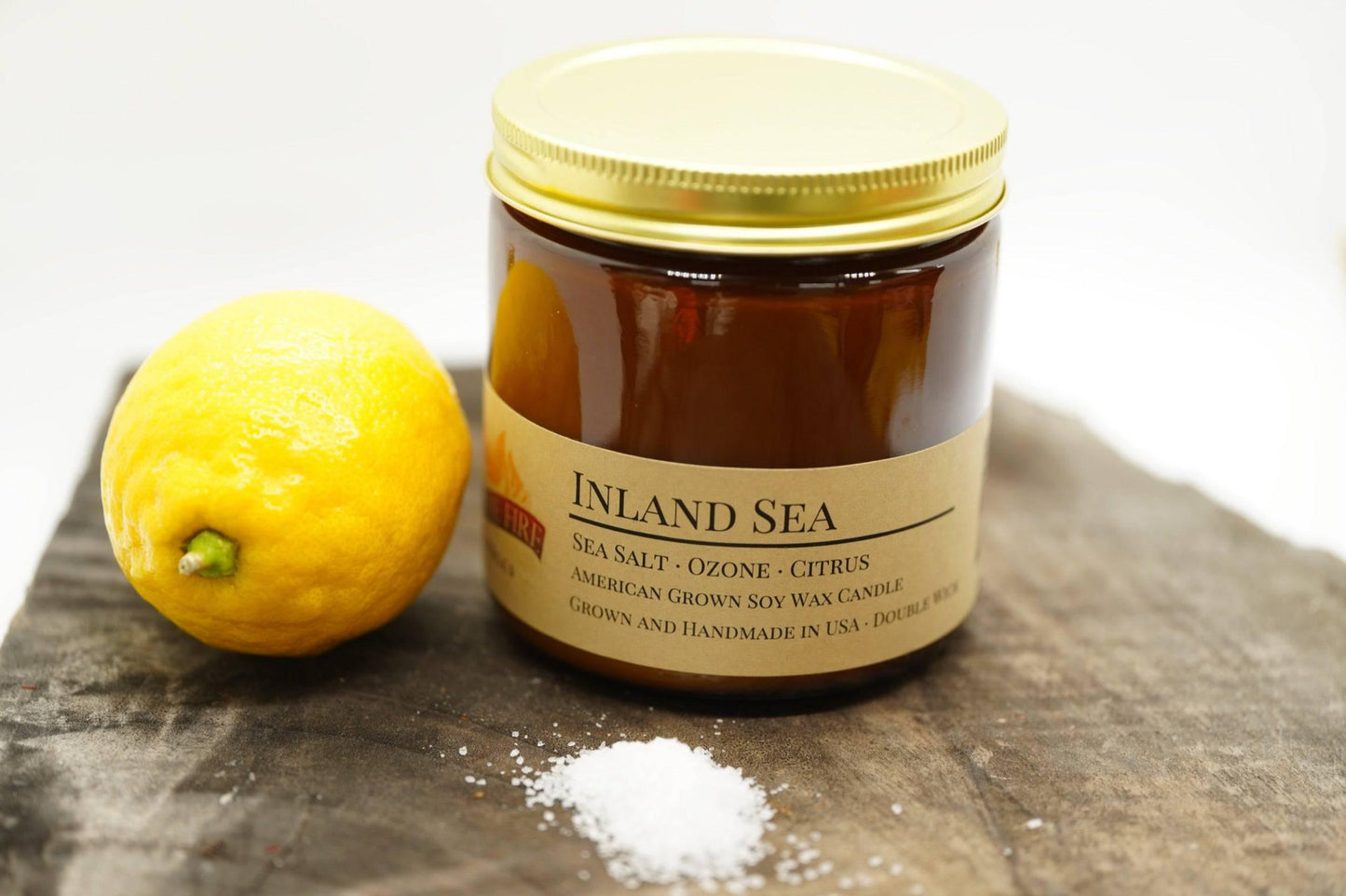 Inland Sea Soy Wax Candle | 16 oz Double Wick Amber Apothecary Jar