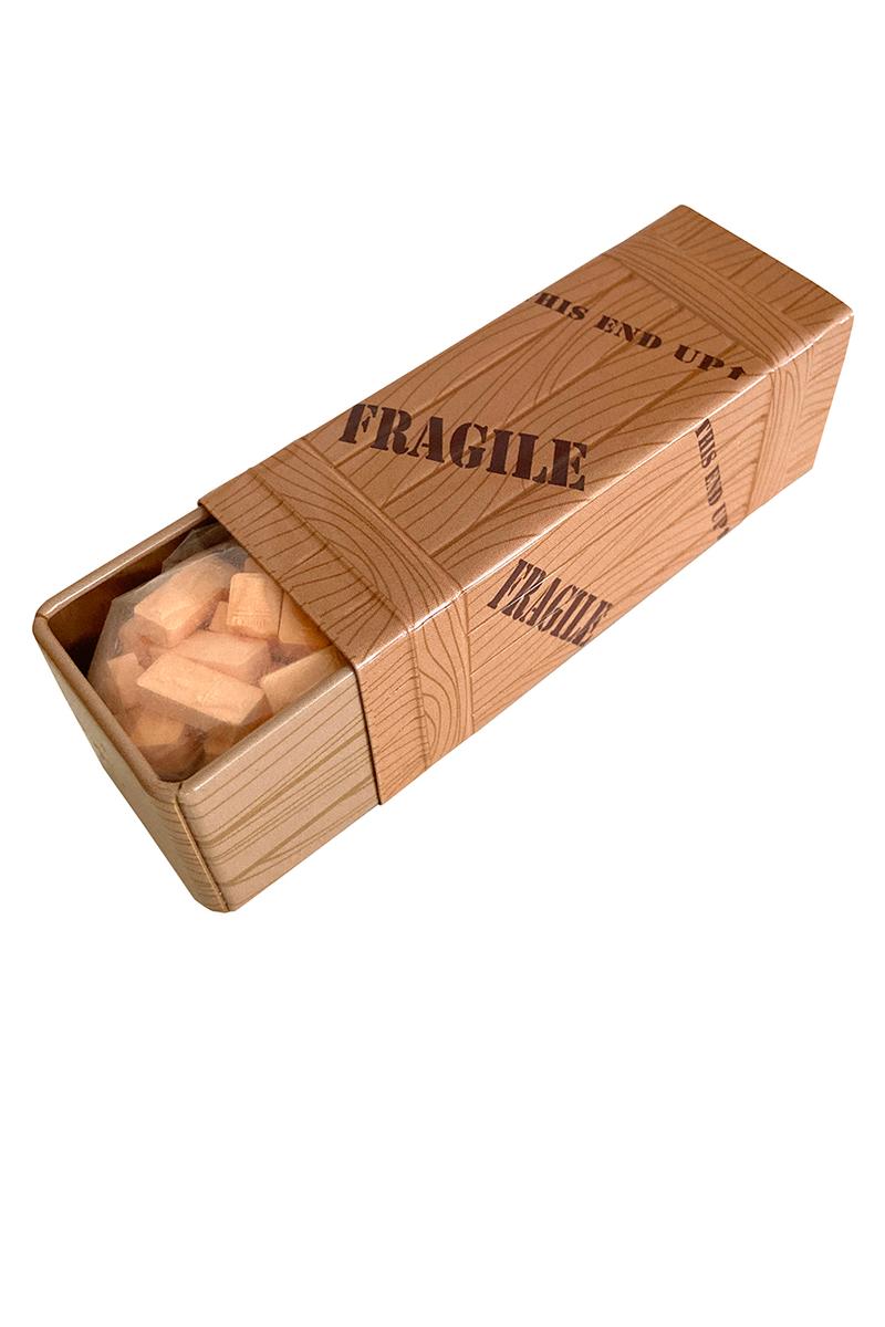 A Christmas Story FRA-GEE-LAY Wood Crate, Collectible Slider Tin Shaped filled with Leg Lamp Shaped Candies, 1.5 Ounce Tin - 12 Count Display Box