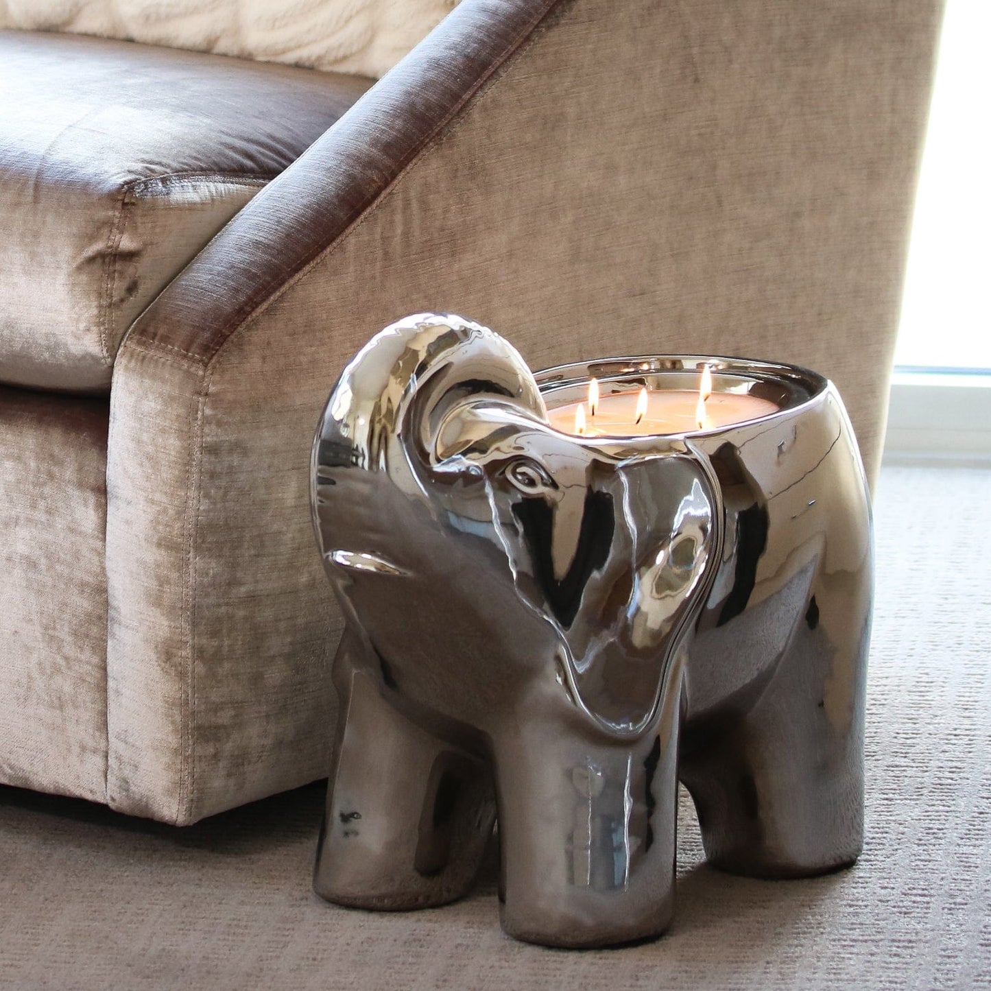 Silver Grand Elephant Scented 5 Wick Candle, 20 oz