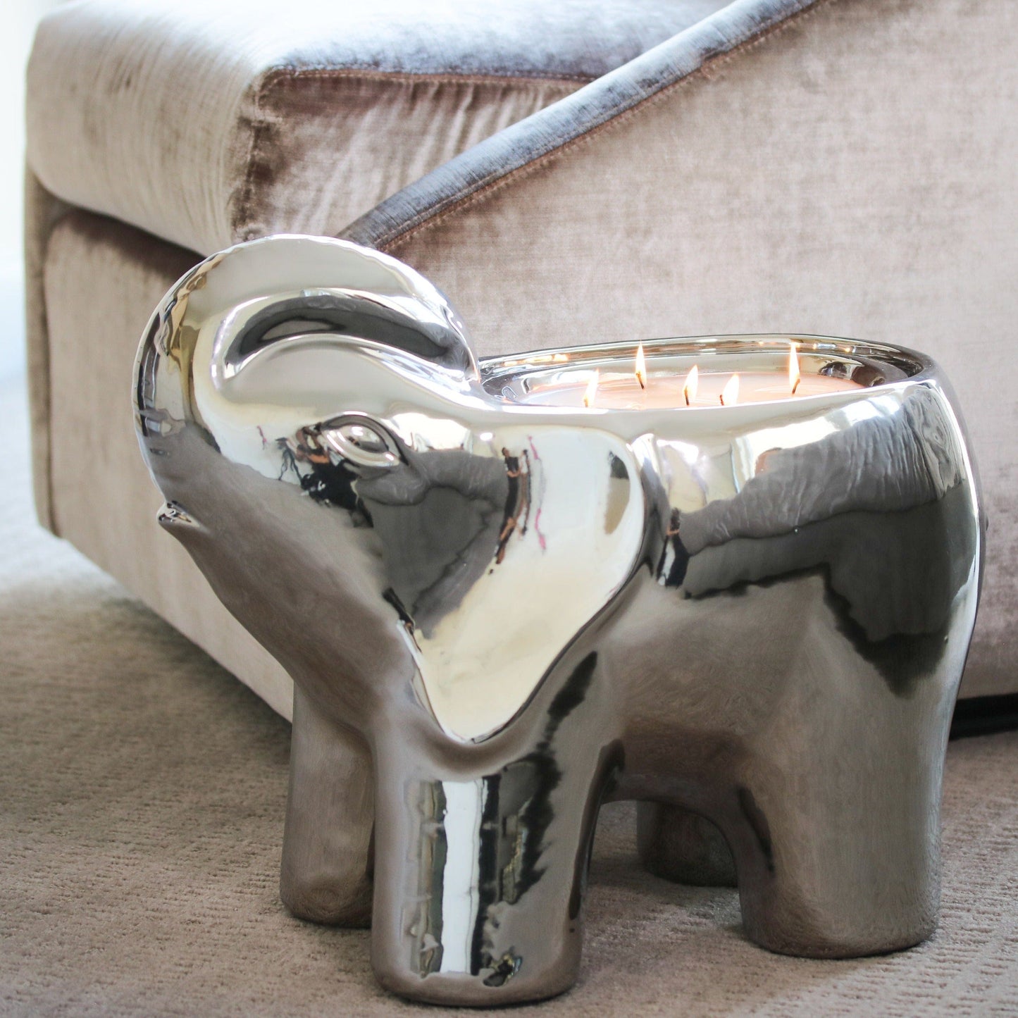 Silver Grand Elephant Scented 5 Wick Candle, 20 oz