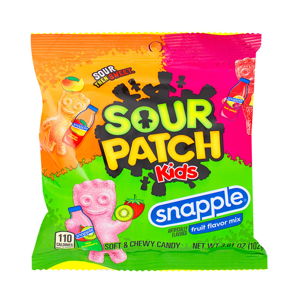 Sour Patch Kids Snapple, Fruit Flavor Mix, 3.61 Ounce Peg Bag