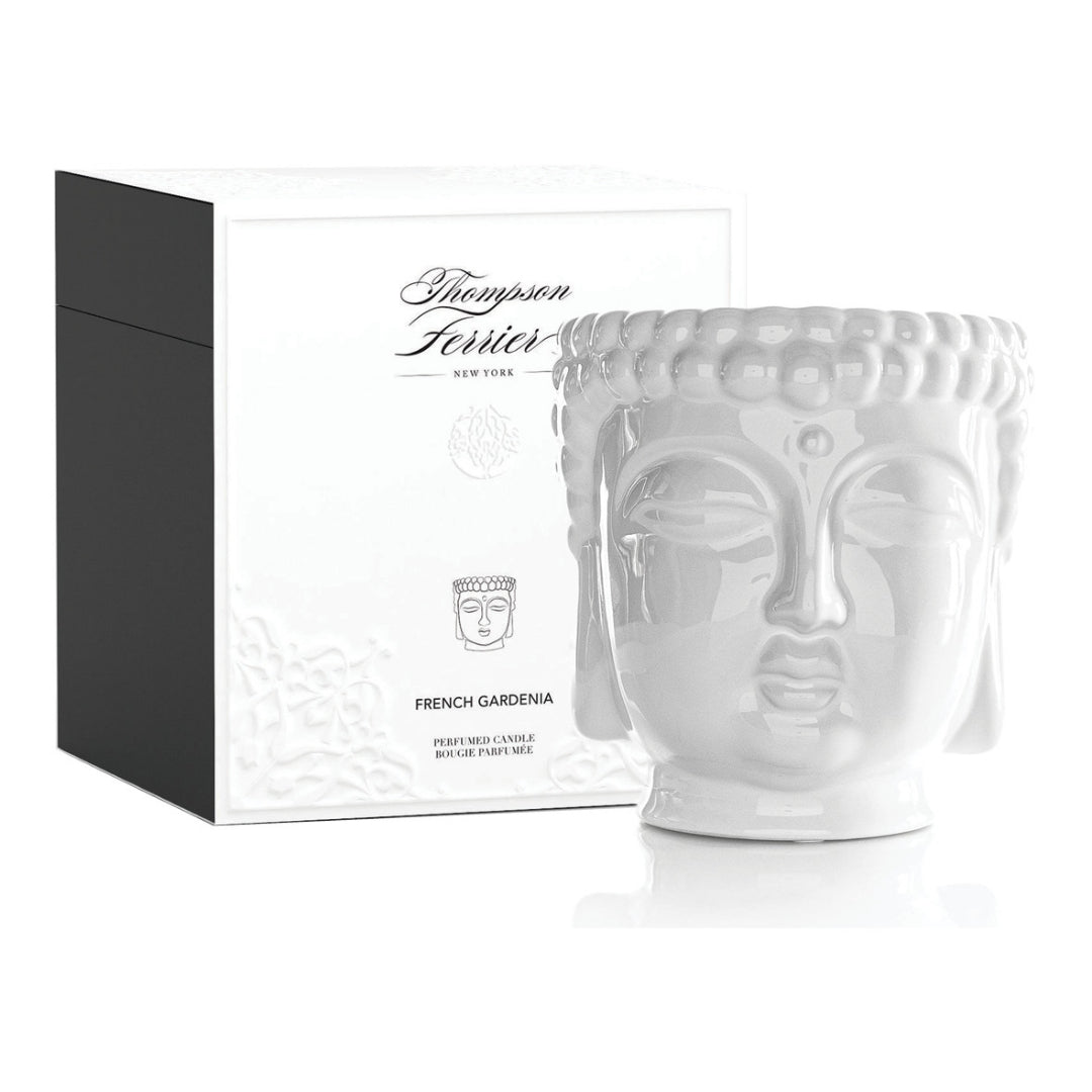 Metallic White Buddha Double Wick Candle, French Gardenia Fragrance, 40 oz