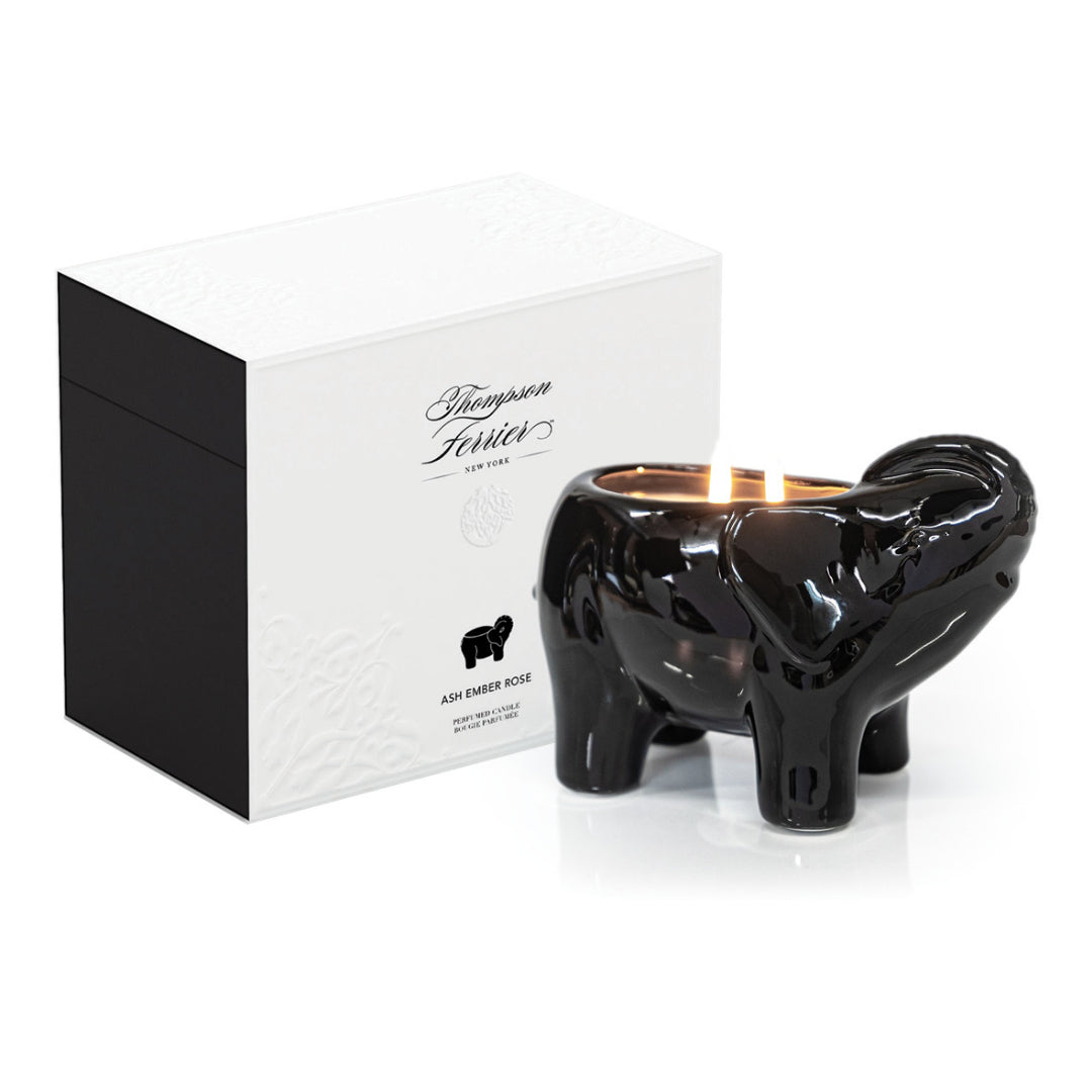 Black Elephant Double Wick Candle, Ash Ember Rose Fragrance, 28 oz