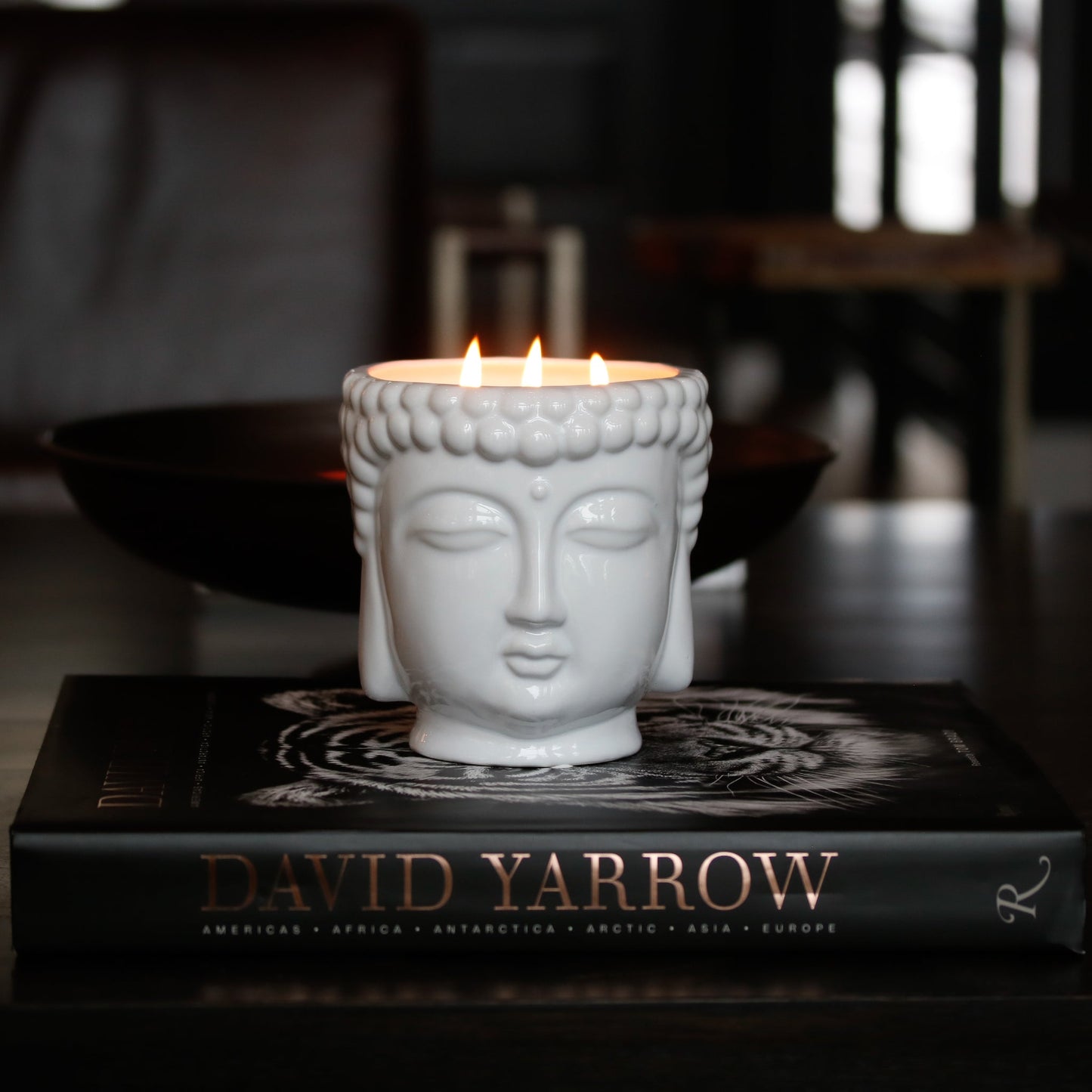 Metallic White Buddha Double Wick Candle, French Gardenia Fragrance, 40 oz