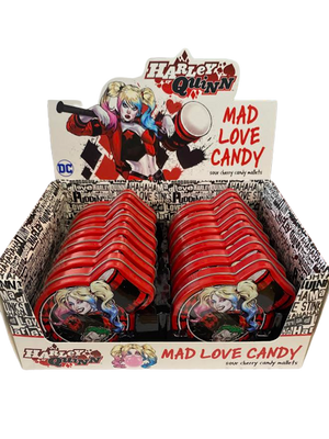 Harley Quinn Mad Love Sour Cherry Candy, 1 Ounce Tin - 12 Count Display Box