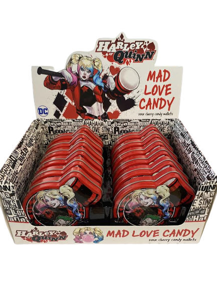 Harley Quinn Mad Love Sour Cherry Candy, 1 Ounce Tin - 12 Count Display Box