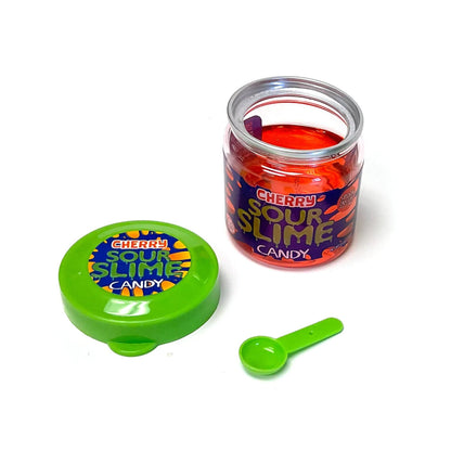 Sour Slime Candy 3.5 Ounce Jars, Sour Green Apple & Soup Cherry Flavors - 9 Count Display Box