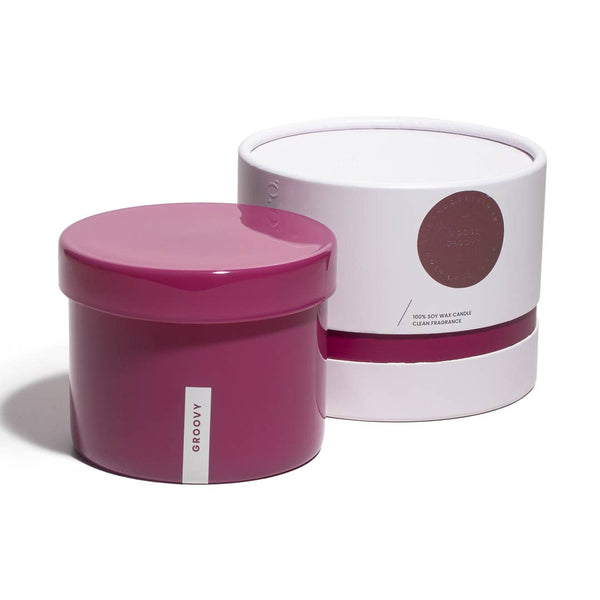 Vella & Co, Groovy Daisy & Cashmere 16 Ounce Soy Candle, Purple Glass