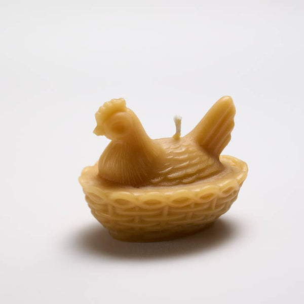 Greentree Home Candle, Nested Hen Unscented Handmade Beeswax Sculptural Animal Candles