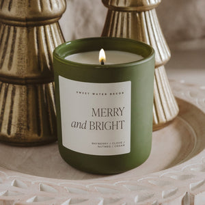 Sweet Water Decor Merry and Bright 15 oz Soy Candle, Matte Jar