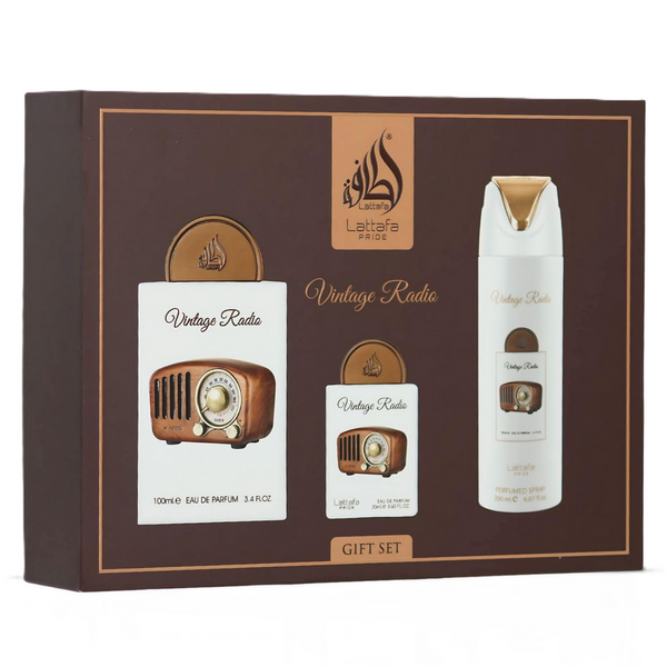 Lattafa Pride Vintage Radio 3-Piece Perfume Gift Set