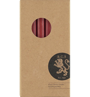 British Colour Standard 25cm / 10'' H Guardsman Red Eco Dinner Candles, Gift Box of 6
