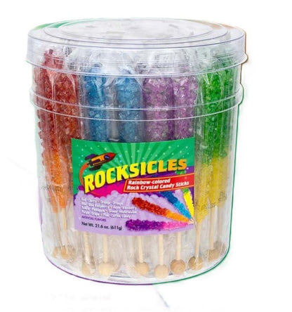Rocksicles, Rainbow Colored Rock Crystal Candy Sticks, 0.6 Ounce Each Stick