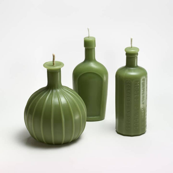 Greentree Home Candle, Bottles Unscented Handmade Beeswax Sculptural Candles