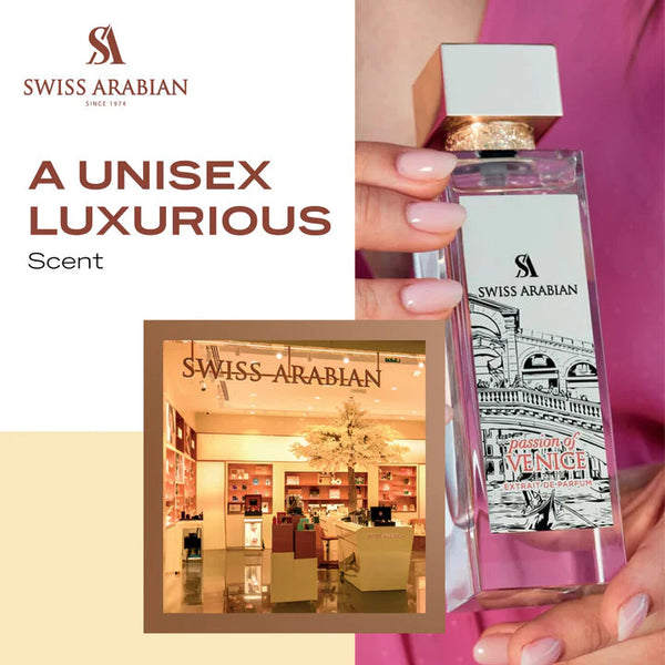 Swiss Arabian Passion of Venice Luxury Extrait de Parfum Unisex Perfume Spray, 100 ml