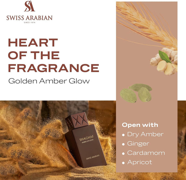 Swiss Arabian Shaghaf Amber Infusion Luxury Eau de Parfum Unisex Perfume Spray