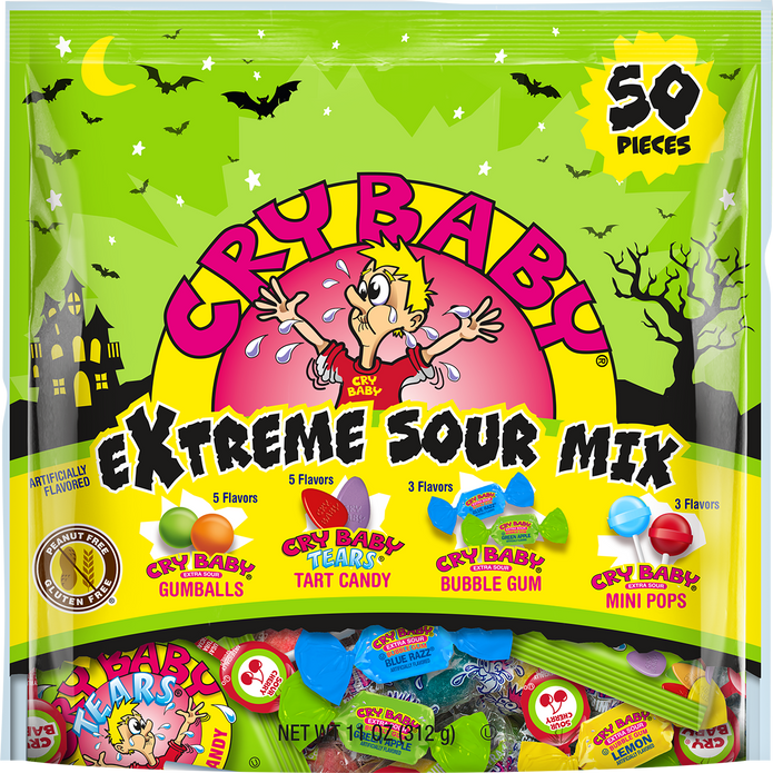 Cry Baby Extreme Sour Halloween 50 piece Mix 11 oz. Bag