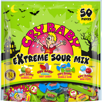 Cry Baby Extreme Sour Halloween 50 piece Mix 11 oz. Bag