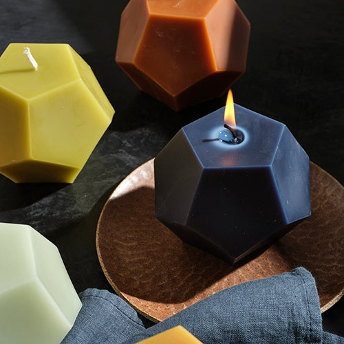 Greentree Home Candle, Dodecahedron Unscented Handmade Beeswax Sculptural Candles