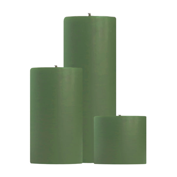 Unscented Pillar Candles, Colonial Green
