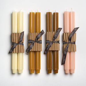 Greentree Home Candle, 12" Fluted Unscented Taper Handmade Beeswax Candles